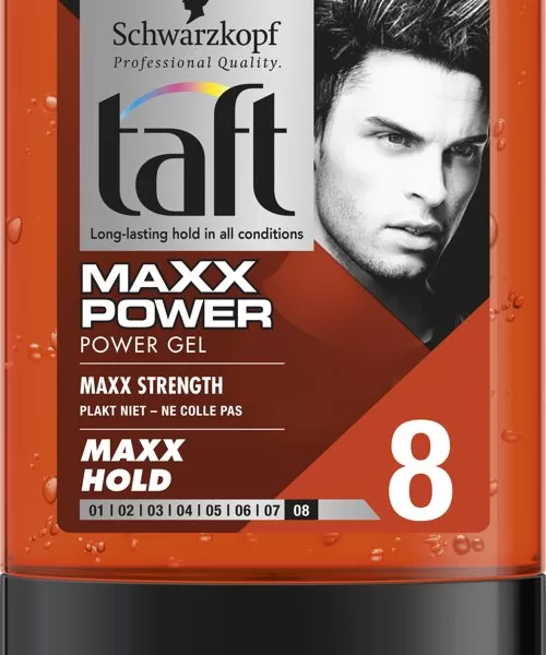 Schwarzkopf Taft MAXX Power Haargel 300 ml - 24h Hold Level 8 - Voordeelverpakking - Maximaal Stevige Styling zonder Restjes