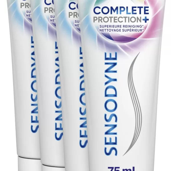 Sensodyne Complete Protection + Cool Mint Tandpasta Voordeelverpakking 4x75ml - Gevoelige Tanden, Verfrissende Dubbele Munt, Recyclebaar