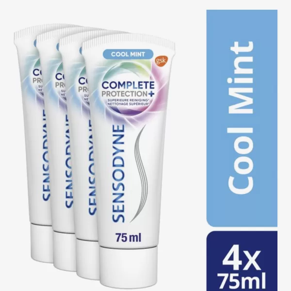 Sensodyne Complete Protection + Cool Mint Tandpasta - Voordeelverpakking 4x75ml - Voor Gevoelige Tanden, Verfrissend, Recyclebaar