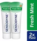 Sensodyne Fresh Mint Tandpasta - 2 x 75 ml - Klinisch bewezen bescherming voor gevoelige tanden, met fluoride en frisse muntsmaak