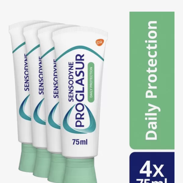 Sensodyne Proglasur Daily Protection 4-pack – Versterkt Tandglazuur, Bescherming Tegen Gaatjes, Frisse Adem, Optimale Fluoride Formule