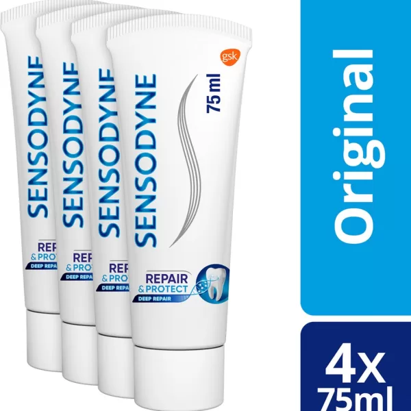 Sensodyne Repair & Protect Deep Repair Tandpasta Cool Mint 4x75ml - Voor Gevoelige Tanden, Klinisch Bewezen, Met NovaMin Formule