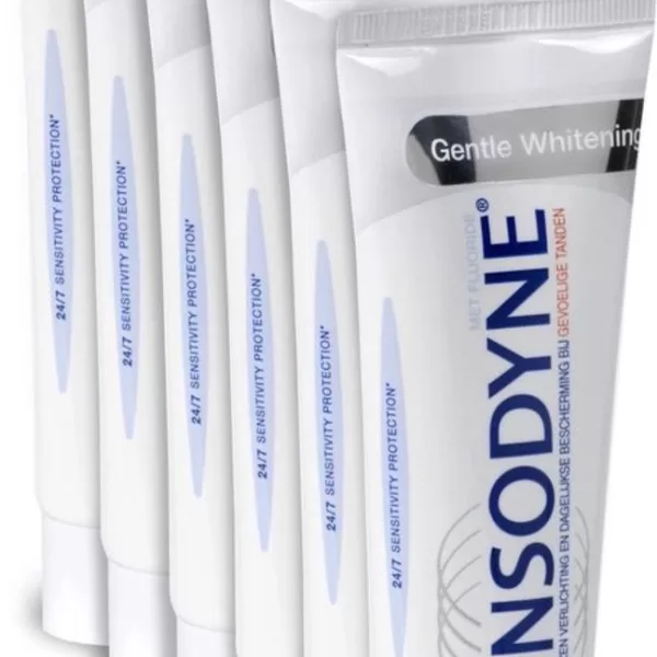 Sensodyne Tandpasta 75 ml - Gentle Whitening voor Gevoelige Tanden, Frisse Muntsmaak, 6 Stuks, Met Fluoride, Voor Witte Tanden