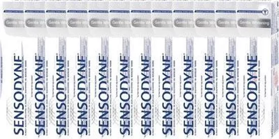 Sensodyne Tandpasta Gentle Whitening Voordeelverpakking 12 x 75ml - Voor Gevoelige Tanden, Verwijdert Aanslag & Beschermt Tegen Pijn