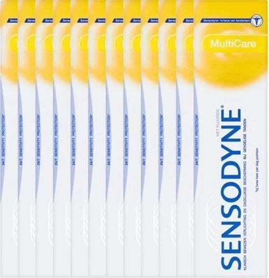 Sensodyne Tandpasta Multi Care Voordeelverpakking 12 x 75 ML - 24u Bescherming Gevoelige Tanden, Tandplakbestrijding & Fluoride