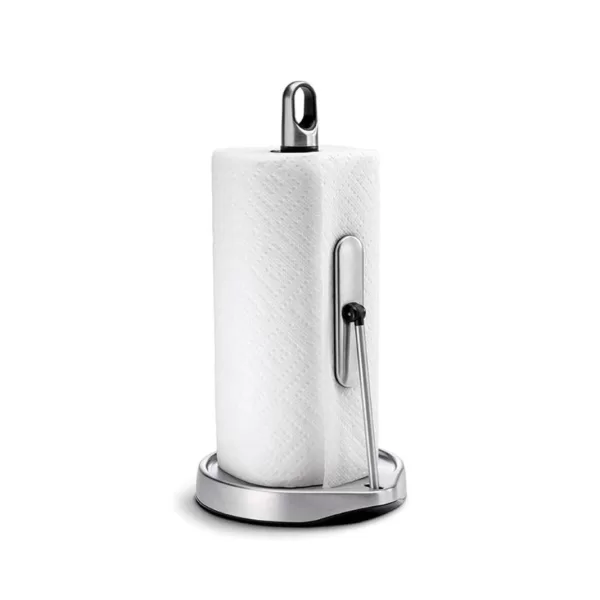 simplehuman Küchenrollenhalter aus Edelstahl mit Klemmarm - stabil, einhändig abreißbar, einfacher Wechsel, stylish & funktional