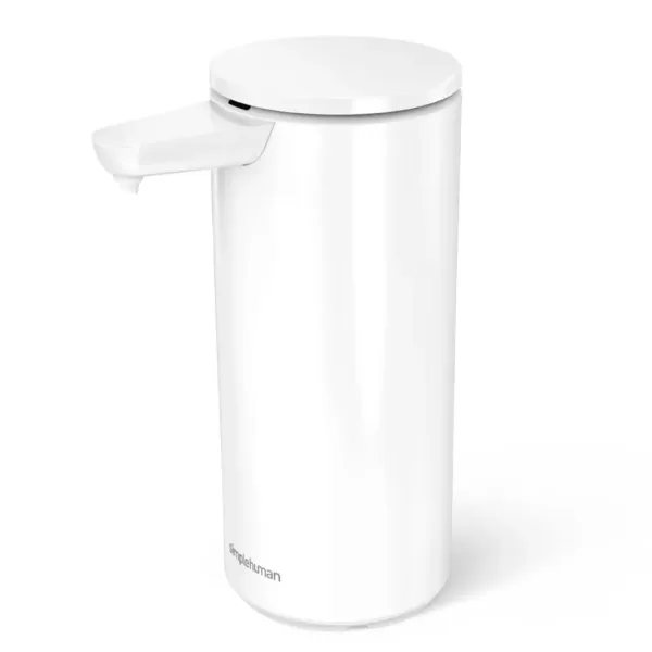 simplehuman Sensorspender für Flüssigseife, Edelstahl weiß, 414 ml, berührungslos, nachfüllbar, wasserdicht, inkl. kabellosem Ladegerät