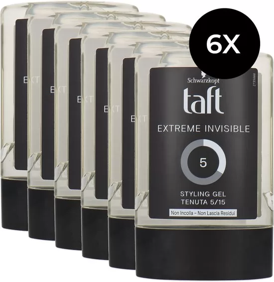 Taft Extreme Invisible Haargel, 6er Pack (6 x 300 ml) – Starker Halt, unsichtbare Textur, ideal für jeden Haartyp