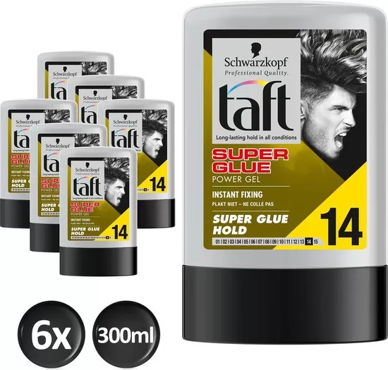 Taft Styling Super Glue Tottle 6x - Super sterke hold met Instant Bond Technologie, niveau 14, voor perfecte fixatie van je haar!