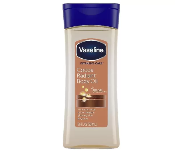 Vaseline Cocoa Radiant Body Oil - 200 ml, met Pure Cacao Boter, Voedt en Hydrateert, Niet Vet, Natuurlijke Glans, Huidverzorging