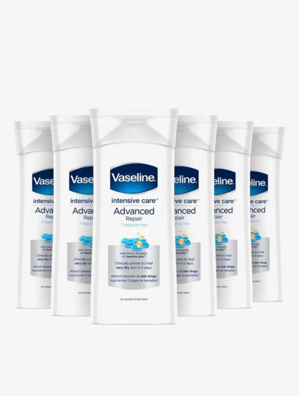 Vaseline Intensive Care Advanced Repair Bodylotion 6x400ml - Parfumvrij, 48 uur hydratatie, voor zeer droge huid, voordeelverpakking