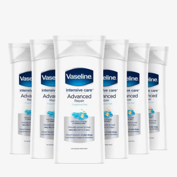 Vaseline Intensive Care Advanced Repair Bodylotion 6x400ml - Parfumvrij, 48 uur hydratatie, voor zeer droge huid, voordeelverpakking