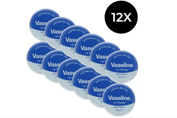 Vaseline Lip Therapy Original Lippenbalsam – 12 x 20 g – Feuchtigkeit & Schutz für trockene Lippen – Ideal für tägliche Anwendung