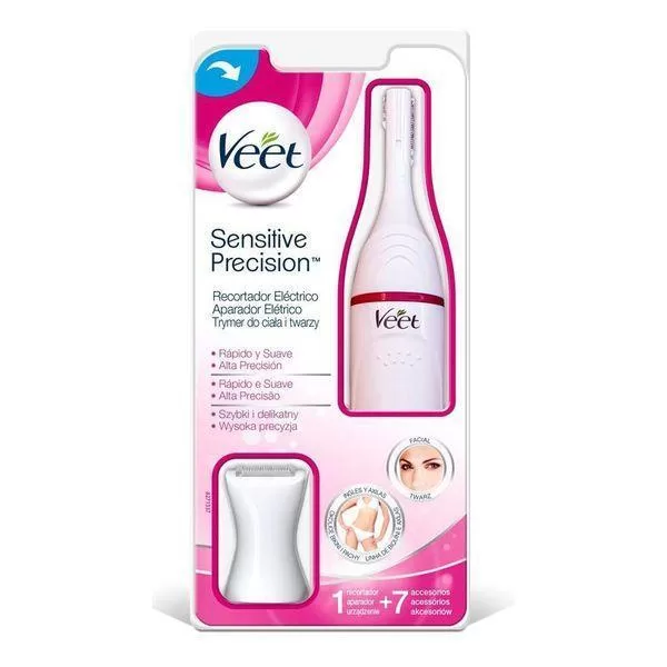 Veet Sensitive Precision Expert Beauty Styler - Precisietrimmer voor gezicht en bikinilijn, waterproof, incl. opbergzakje en batterij, wit