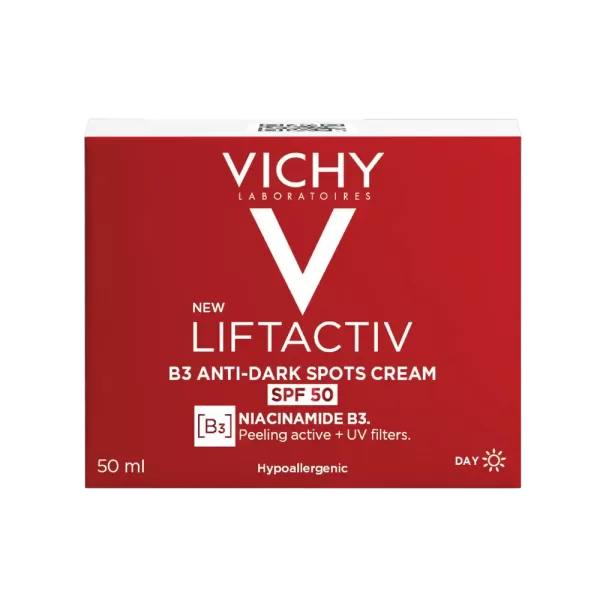 Vichy Liftactiv Crème B3 50ml – Anti-Donkere Vlekken, SPF 50, Anti-Aging, Hydraterend, Verstevigend, Crème Textuur für Glattere Haut