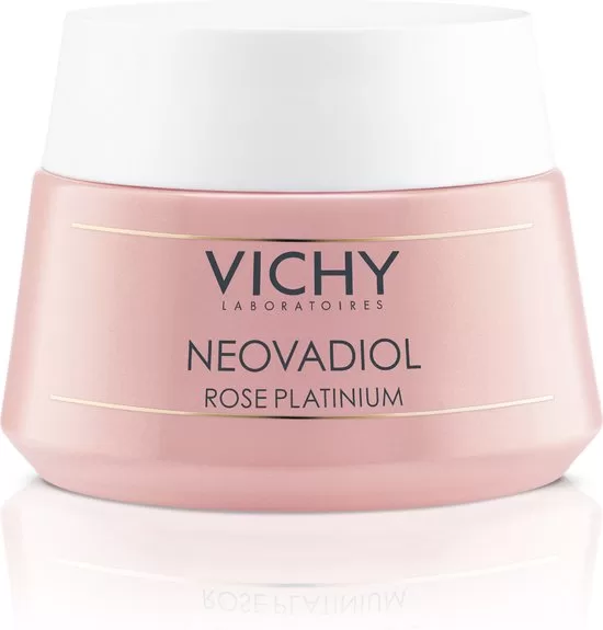 Vichy Neovadiol Rose Platinum Dagcrème 50ml - Voor Doffe Huid na Overgang - Hydrateert 24u, Versterkt Huidbarrière, Geschikt voor Gevoelige Huid