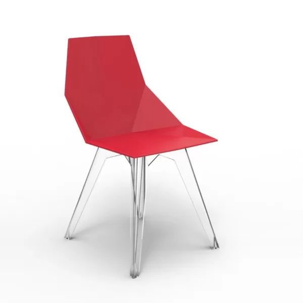 Vondom FAZ Stuhl Rot Matt mit Transparenten Beinen – Modernes Design von Ramón Esteve für Garten, Terrasse & Innenräume