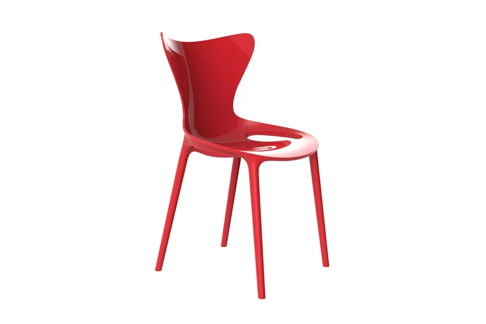 Vondom LOVE Stuhl Rot | Hochglanz lackiert | 100% recycelbar | Elegantes Design für Innen & Außen | UV-beständig | 53x51x87 cm