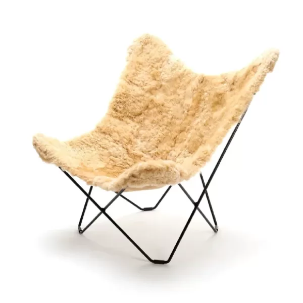 WEICH Couture Alpaca Butterfly Chair MARIPOSA | Champagner | 100% Royal Alpaca-Fell | Minimalistisches Design & Gemütlichkeit