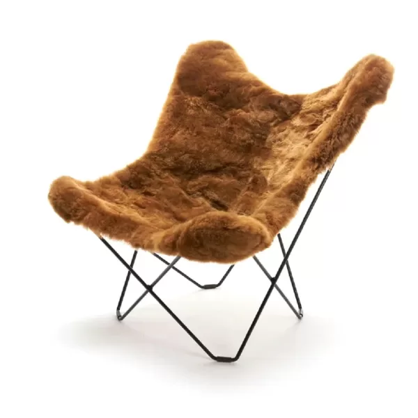 WEICH Couture Alpaca Butterfly Chair MARIPOSA - Gold, 100% Royal Alpaca, elegantes Design, gemütlicher Lounge Chair, inkl. Gestell, allergikerfreundlich