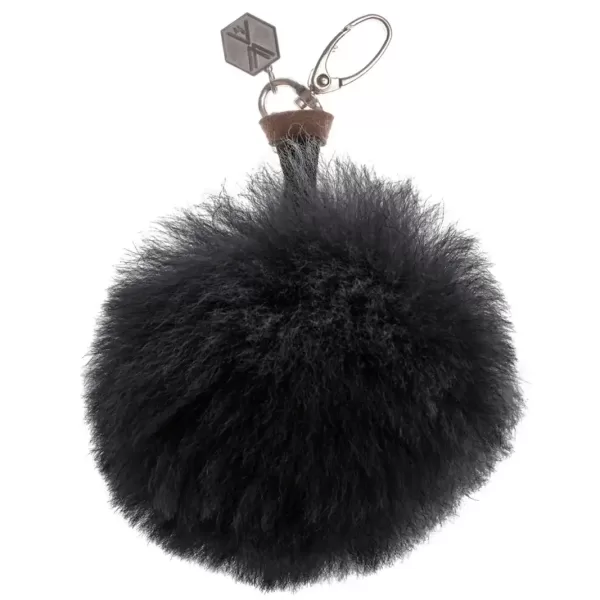 WEICH Couture Alpaca Pompon Schlüsselanhänger CLAVE | 100% Royal Alpaca-Fell | Schwarz | Allergikerfreundlich | Exklusiver Geschenkkarton