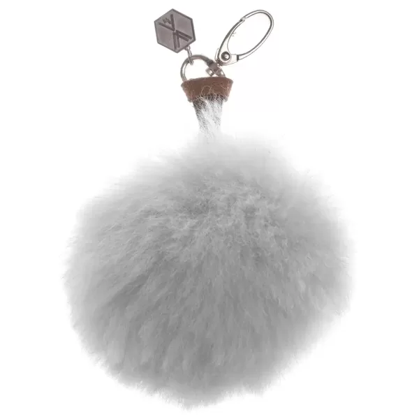 WEICH Couture Alpaca Pompon CLAVE | Schlüsselanhänger aus 100% Royal Alpaca-Fell | Silber Grau | Allergikerfreundlich | Geschenkidee