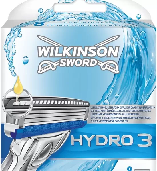 Wilkinson Hydro 3 Rasierer - 8 Stück, sanfte Rasur, 3 Klingen, Hautschutz-Technology, für Männer, ideal für empfindliche Haut