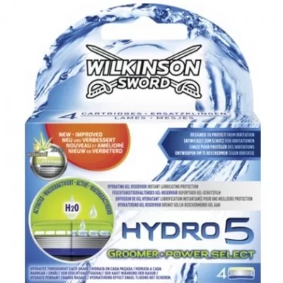 Wilkinson Hydro 5 Groomer Power Select - 4er Set Rasierer mit Präzisionsklingen für sanfte, gründliche Rasur und Pflege