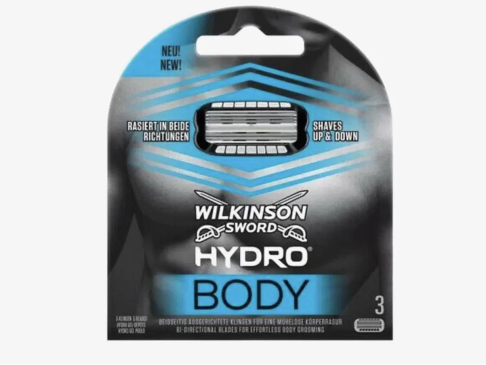 Wilkinson Hydro Body Scheermesjes – 3 Stuks, Bidirectioneel, Hydraterende Gel, Huidbescherming, Geschikt voor Gevoelige Lichaamsdelen