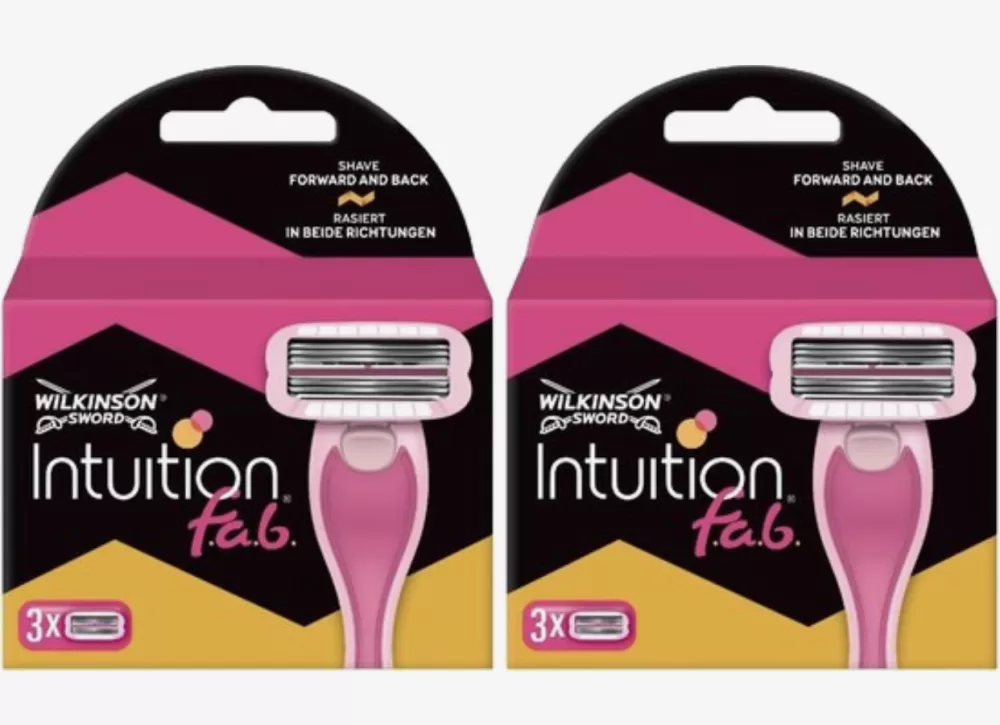 Wilkinson Intuition f.a.b. Scheermesjes - 6 stuks (2x3) voor Dames, Dubbele Scheerfunctie, Watergeactiveerde Gel, Voor F.A.B. Scheerhouder