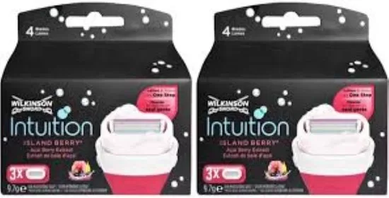 Wilkinson Intuition Island Berry - Duopak 6 Scheermesjes voor 4-Blads Scheersysteem - Zachte Huidconditioner & Aangename Geur