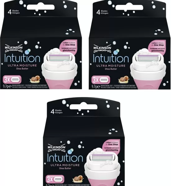 Wilkinson Intuition Ultra Moisture Scheermesjes 9 Stuks - Vijf Koppige Basis voor Gladde Scheerbeurt & Huidbescherming