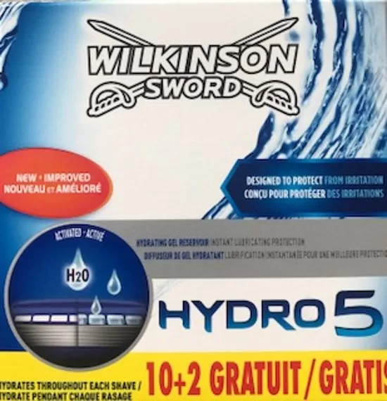 Wilkinson Sword Hydro 5 Scheermes 12 Stuks - Hydraterend Gel Reservoir, Flip-Trimmer & Skin Guards voor Irritatiefreies Scheren