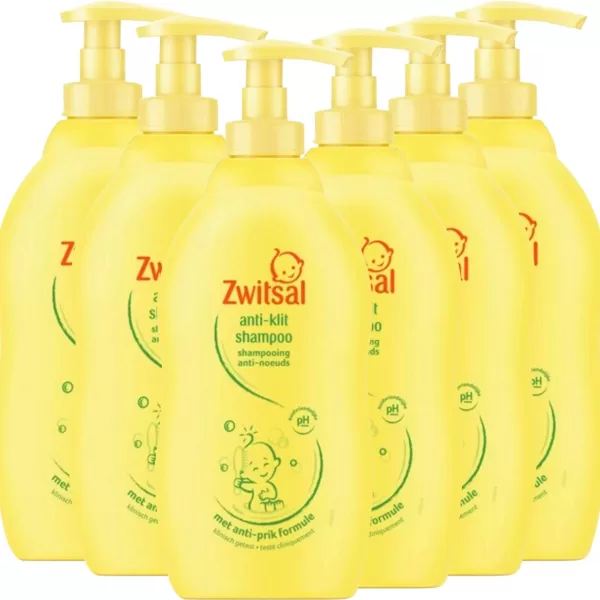 Zwitsal Anti Klit Shampoo Voordeelverpakking 6 x 400ml - Zachte, zeepvrije verzorging met kokosolie en vitamine E voor babyhaar