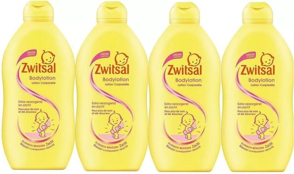 Zwitsal Baby Bodylotion Voordeelverpakking 4 x 400 ml - Hypoallergeen, pH-neutraal, Dermatologisch Getest, Voor Zachte Babyhuid