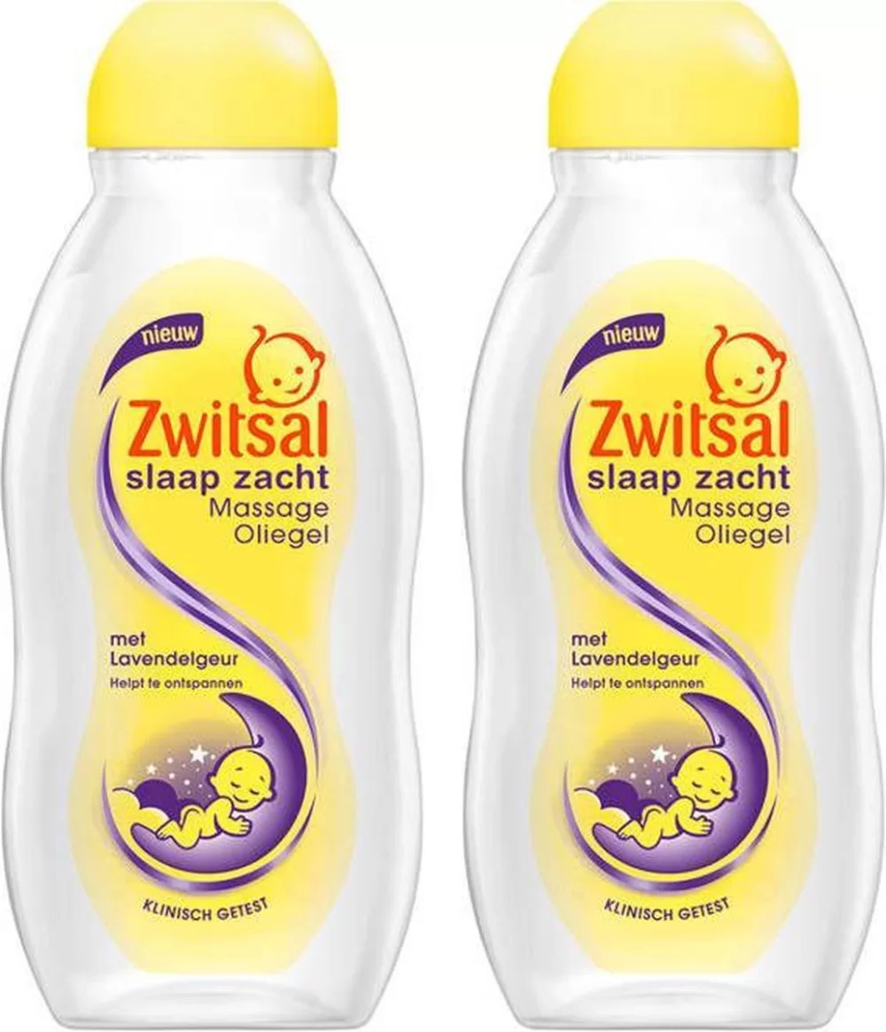 Zwitsal Slaap Zacht Massageolie Gel met Lavendel – 2 x 200 ml – Rustgevende Babyverzorging voor een Zacht Huidje en Betere Slaap