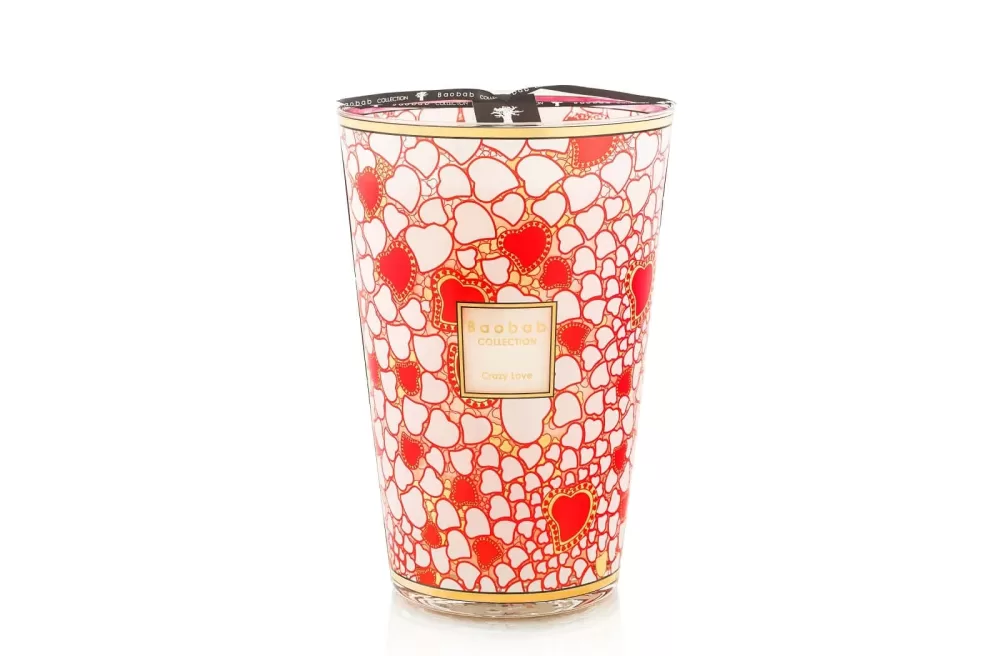 Baobab Crazy Love Duftkerze | Limited Edition | 35 Max | Florale Aromen von Mimose & Weißdorn | Elegantes Design mit Herzen