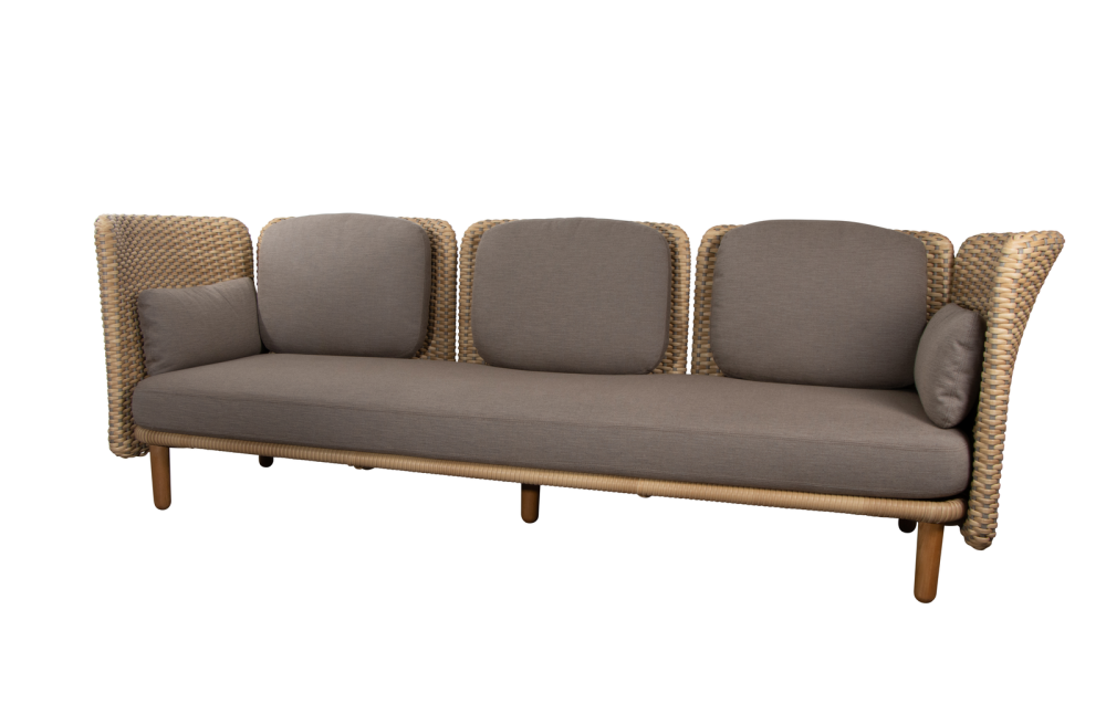 Cane-line Arch Outdoor Modulsofa Taupe | 3-Sitzer mit Chaiselounge & niedrigen Armlehnen | Flexibles, elegantes Design für Garten und Terrasse