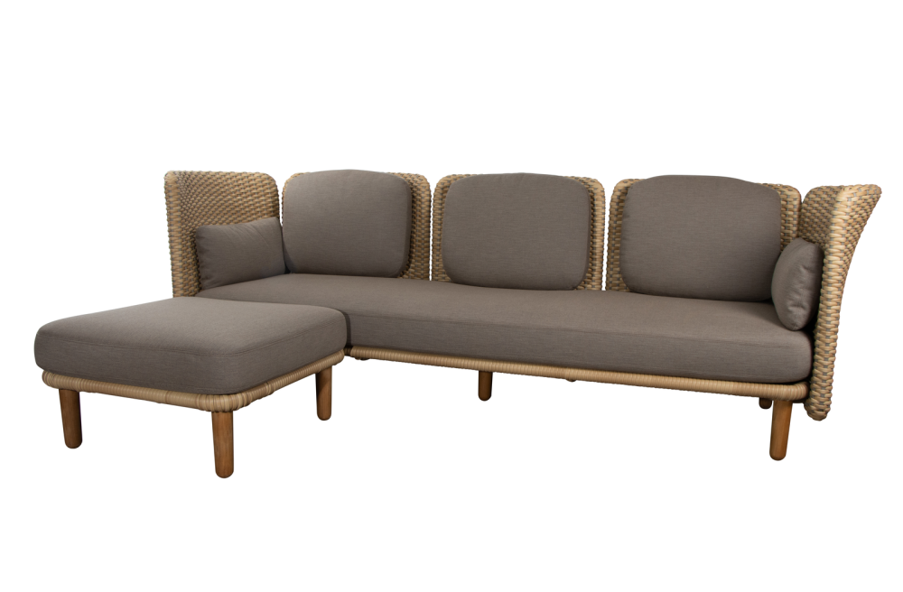 Cane-line Arch Outdoor Modulsofa Taupe | 3-Sitzer mit Chaiselounge & niedrigen Armlehnen | Hochwertiges Design von Foersom & Hiort-Lorenzen