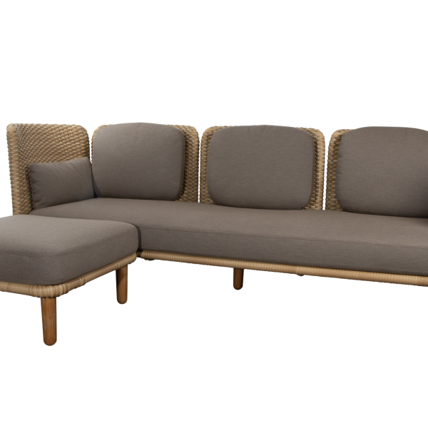 Cane-line Arch Outdoor Modulsofa Taupe | 3-Sitzer mit Chaiselounge & niedrigen Armlehnen | Hochwertiges Design von Foersom & Hiort-Lorenzen