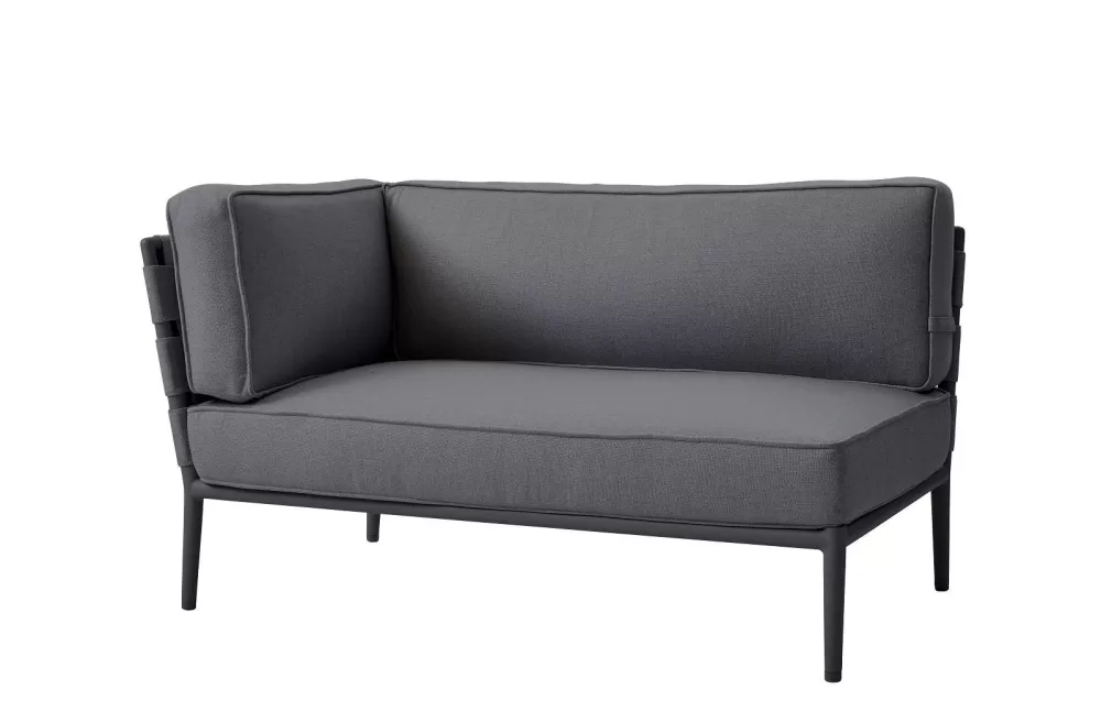 Cane-line Conic 2-Sitzer Sofa-Modul Links/Rechts, Grey, Flexibel, Pflegeleicht, Design von Foersom & Hiort-Lorenzen, Outdoor-Möbel