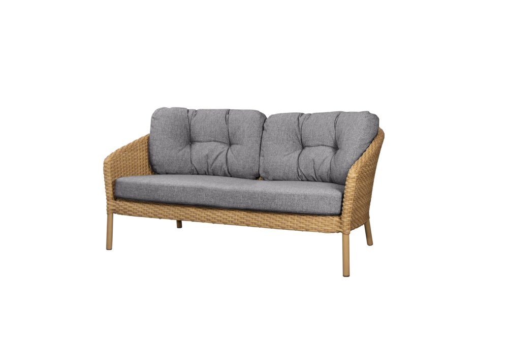 Cane-line Ocean 2-Sitzer Sofa, Flat Weave, Dunkelgrau, wetterfest, QuickDry, ideal für Garten & Wohnzimmer, modernes Design, Langlebigkeit