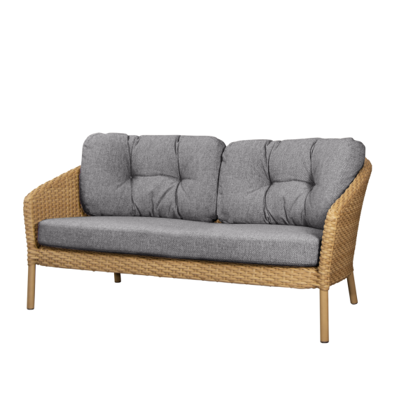 Cane-line Ocean 2-Sitzer Sofa, Flat Weave, Dunkelgrau, wetterfest, QuickDry, ideal für Garten & Wohnzimmer, modernes Design, Langlebigkeit