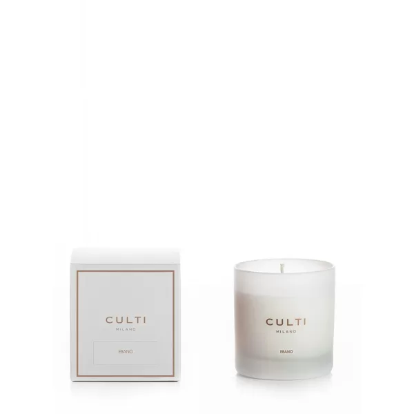 Culti Milano Ebano Duftkerze | Patchouli, Vetiver, Sandelholz | Handgefertigt, 40 Std. Brenndauer, Elegantes Glas, Classic Design