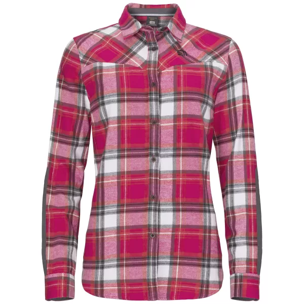 ELEVENATE Cham Shirt Damen XS - Karo Flanellhemd, 100% Baumwolle, Rich Pink, lässig & hochwertig, durchgehende Knopfleiste, bequem & stylisch