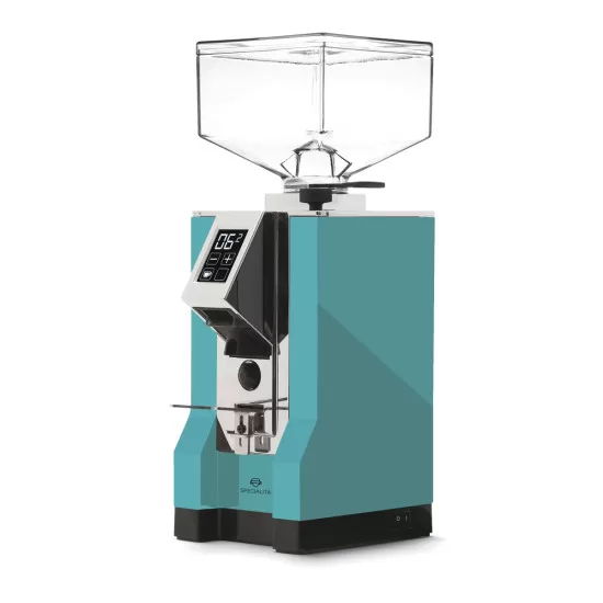 Eureka Mignon Specialita 15BL Kaffeemühle Tiffany Blau, 55mm Mahlwerk, digitale Portionierung, Silent-Technologie, 250g Bohnenbehälter