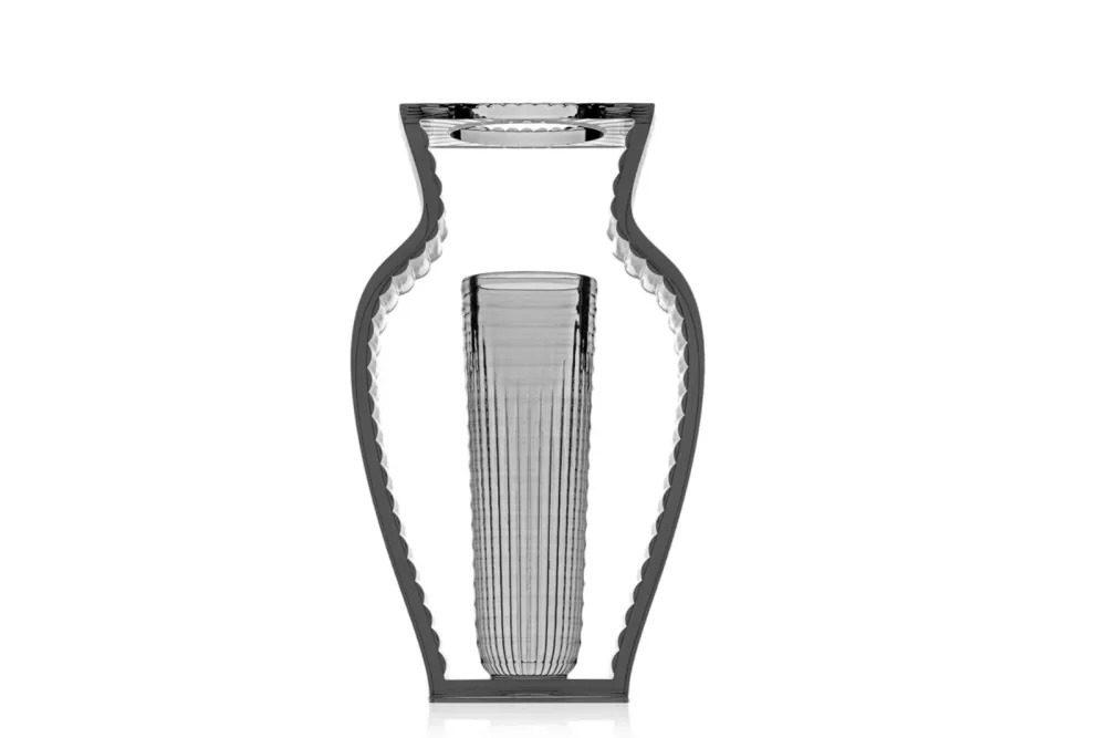 Kartell I Shine Vase Fumé - Elegante geometrische Vase von Eugeni Quitllet, Art-Déco inspiriert, stilvolle Dekoration für Ihr Zuhause