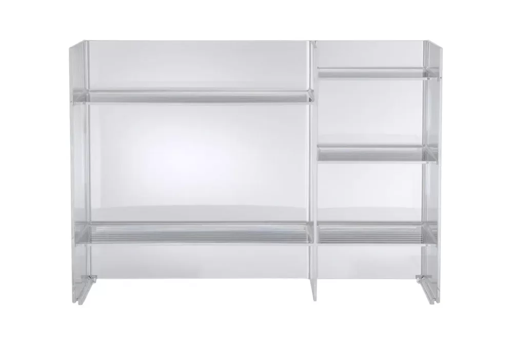 Kartell Sound-Rack Regal - Weißes, transparentes, stapelbares Regalsystem, modular & vielseitig, ideal als Aufbewahrung & Raumteiler