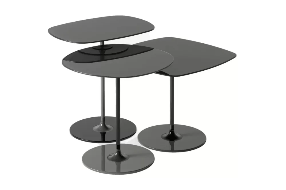 Kartell Thierry 3er Set Beistelltische Schwarz | Elegantes, juwelenartiges Design | Vielseitig & individuell gestaltbar | Hochwertige Tischgruppe