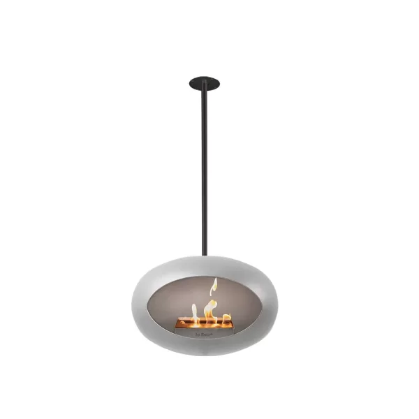 Le Feu Sky Nickel Bioethanol Kamin 120 cm - Eleganter Deckenkamin, rauchfrei, 1,5 L Brenner, stilvolles Design, verschiedene Farben verfügbar